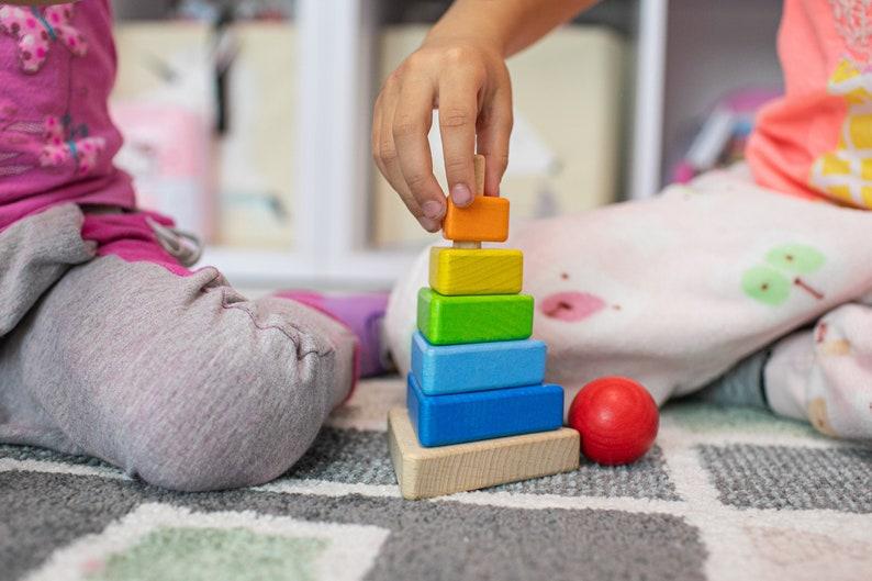 Buy Personalized Stacking Toy, Rainbow Wooden Toy, Square Stacker ...