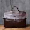 NZPJ Genuine Leather Men's Briefcase Vintage Natural Cowhide Handbag Large Capacity Crossbody Bag Casual Fashion Computer Bag