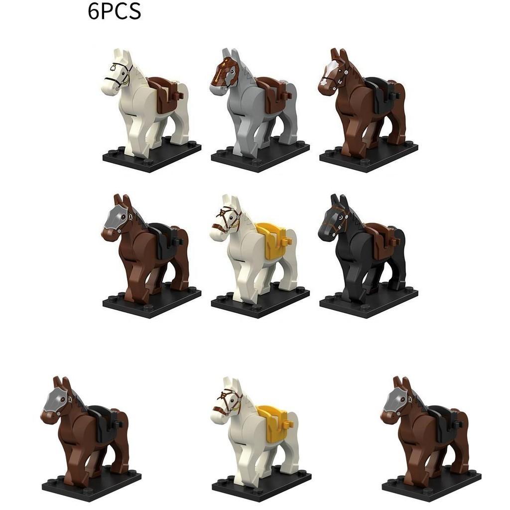 Vintage Brown Military Horse Abs Plastic Building Blocks Toy