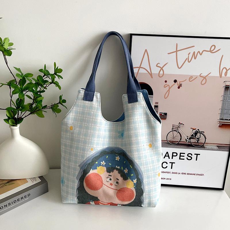 New large-capacity vest bag, commuter canvas bag, women's handheld shoulder bag, summer student tote bag