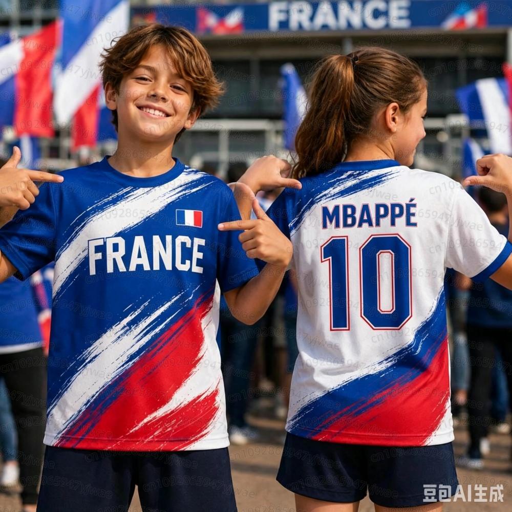 2026 Spezielles Mbappé 10 Fußballtrikot T-Shirt Shorts Set Damen Herren Harajuku FRANKREICH Fans Shirt Shorts Set Kinder Trainingsanzug 2-teiliges Set