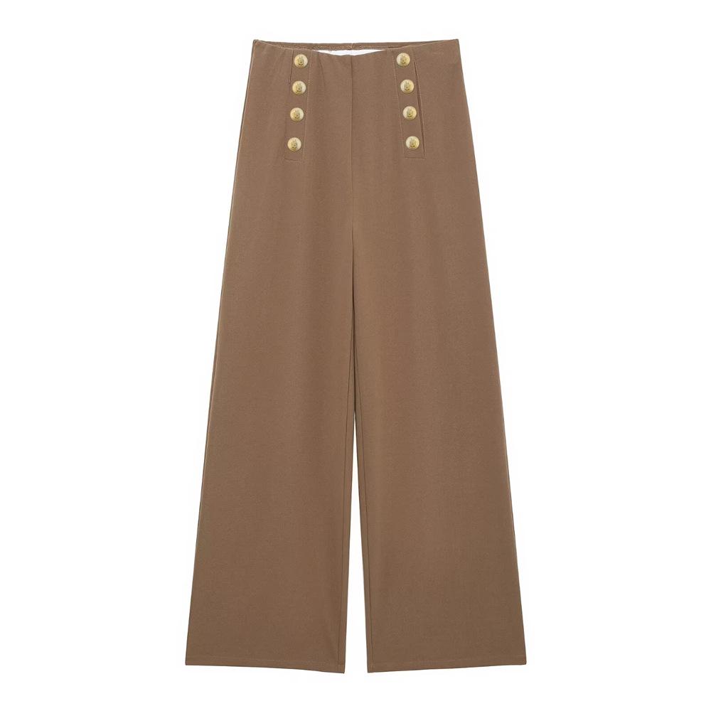 

Spring 2025 Women s High-Waist Straight-Leg Casual Pants with Front Buttons Large верблюд