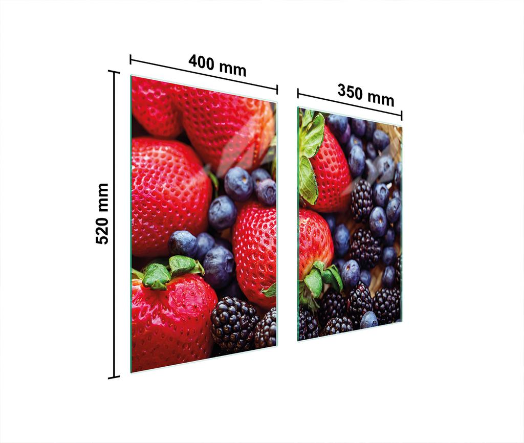 GLAS-KOCHFELDSCHUTZPLATTE 75x52 ERDBEEREN