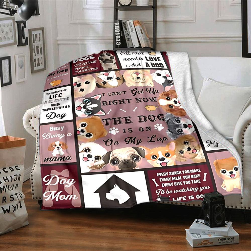 1PC Dog Quotes Print Blanket, Soft Throw Blanket - Warm & Cozy for Couch, Bed, Office, and Travel Yy250912165