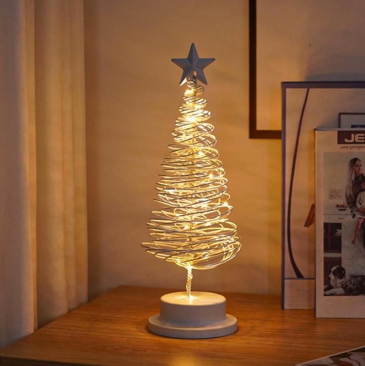 Gold Star Shaped LED Christmas Tree Lights - Iron Art Display Stand for Living Room Atmosphere Lighting