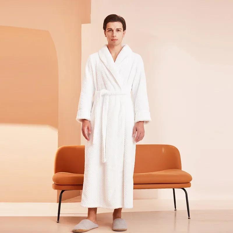 Casual Autumn and Winter New Couple Bathrobe Pajamas Trendy Men and Women Loose Thickened Long Flannel Long Pajamas