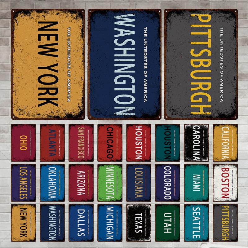 Place Name Sign Metal Sign Vintage Tin Sign Plaque Metal Bar Retro Wall Decor Bar Club Man Cave Metal Poster