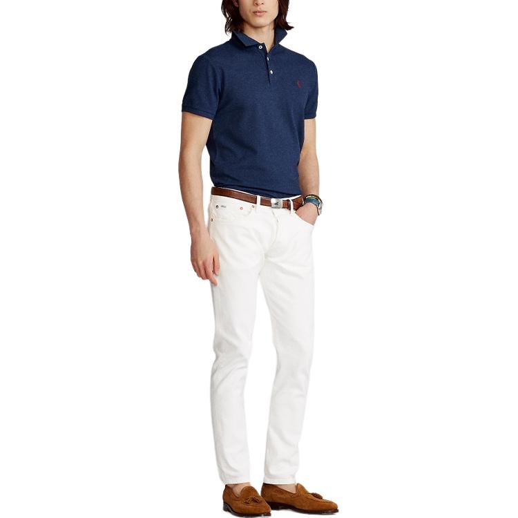 Polo Ralph Lauren Small Pony Embroidered Casual Slim Fit Short Sleeve Polo Shirt Men tops Blue MNPOKNI1N821152-400