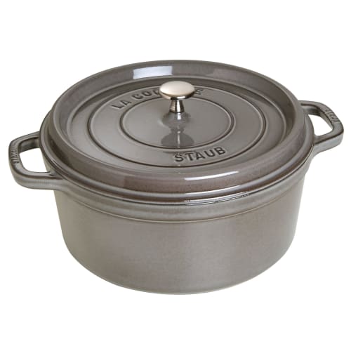 Staub La Cocotte Round, Gray, 28cm, Large, Two-Handled Cast Iron Enamel Pot, Induction Compatible [Official Japanese Product], Model Number: 40509-314