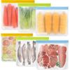 6 Pack Dishwasher Safe Reble Gallon Freezer Bags Food Storage Bags, Extra Thick Leakproof Silicone & Plastic Free Ziplock Bags for Meal Prep, Fruits,