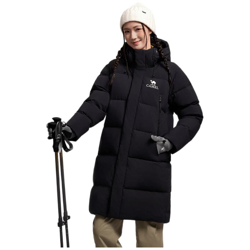 Camel Fire God Unisex Hooded 90% Down Mid-Length Winter Jacket M