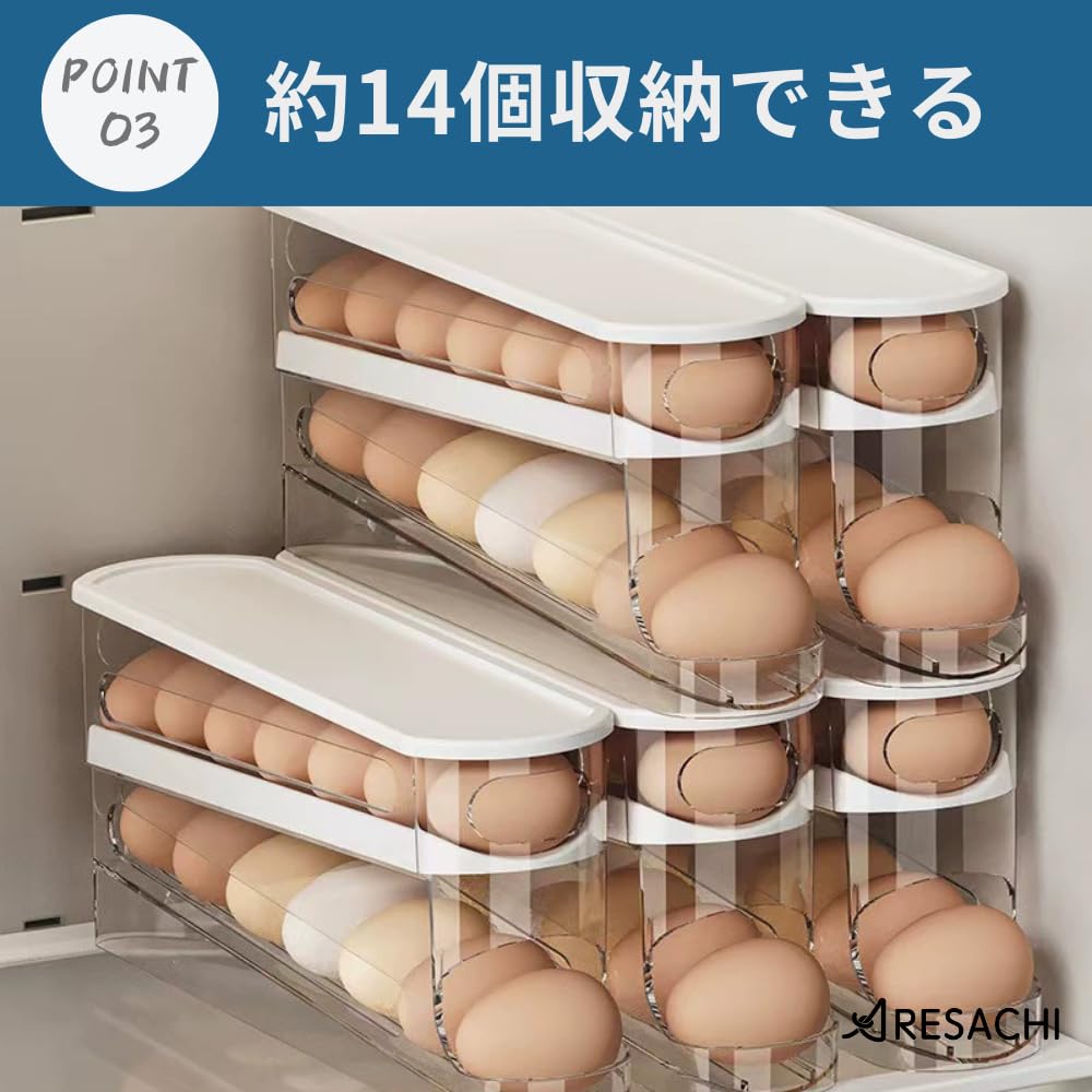 ARESACHI Egg Case, Egg Stand, Refrigerator Storage, Transparent Egg Holder, Holds Approximately 14 Eggs, 2 Tiers
