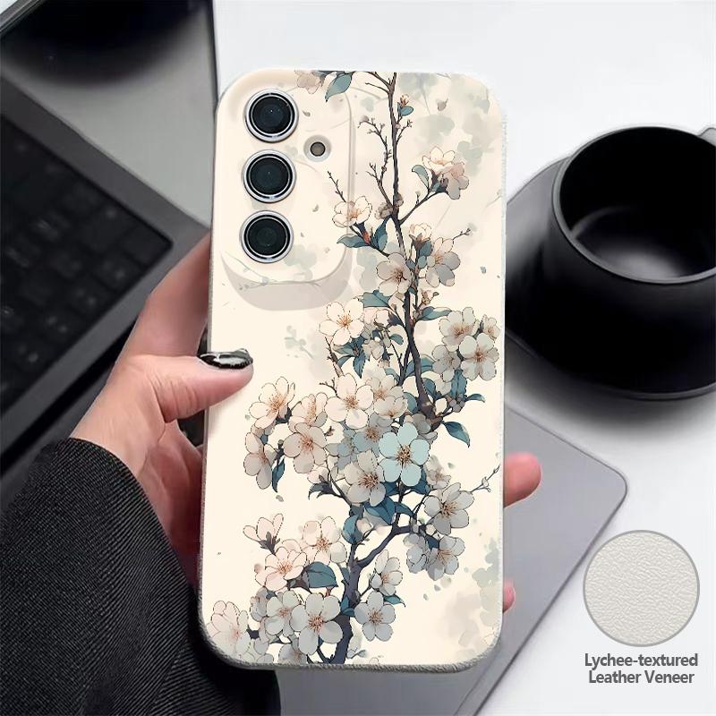 Book Flowers Print Case For Samsung A18 A57 A37 A17 A56 A36 A26 A16 A55 A35 A25 A15 A54 S21 FE S22 S23 S24 Plus S25 S26 Ultra Silicone Cover