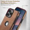 Unique Design Luxury Leather Business Phone Case for iPhone 14 Pro Anti-Slip Scratch Resistant Ultra Slim Protective Case (2022,6.1”) (Brown)