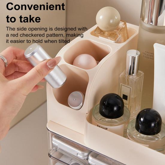 Makeup Organizer with Double Drawers Large Capacity Cosmetic Storage Box Bathroom Countertop Organizer