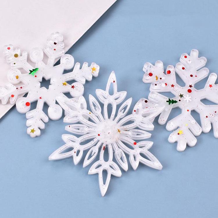 YS Factory Custom DIY Snowflake Resin Silicone Molds Christmas Tree Snowflake Charm Hanging Tag Pendant Hanging Home Decor Tools