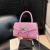 Fashion and simple temperament bow handbag 2025 summer new foreign style shoulder crossbody small square bag