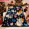 Blanket 1pc Cute Cats And Colorful Hearts 2D-Printed Flannel Throw Blanket - Soft And Cozy Suitable for Use On The Sofa While Trav