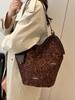2025 Early Autumn Large-Capacity Leopard Print Retro Shoulder Tote Bag