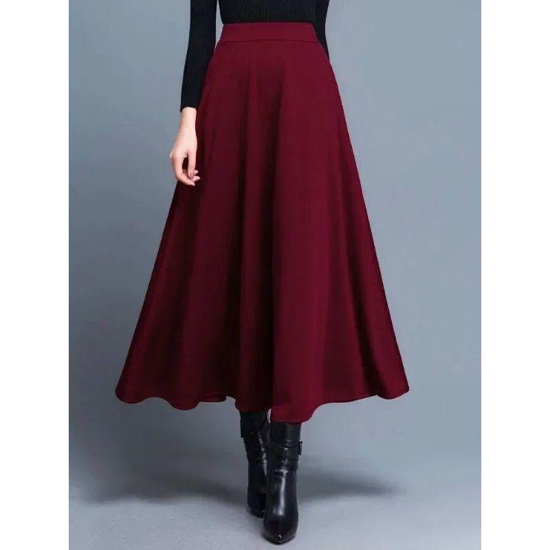 A- Line High Waist Large Swing Half Skirt A- Line High Waist Large Swing Pure Color Skirt