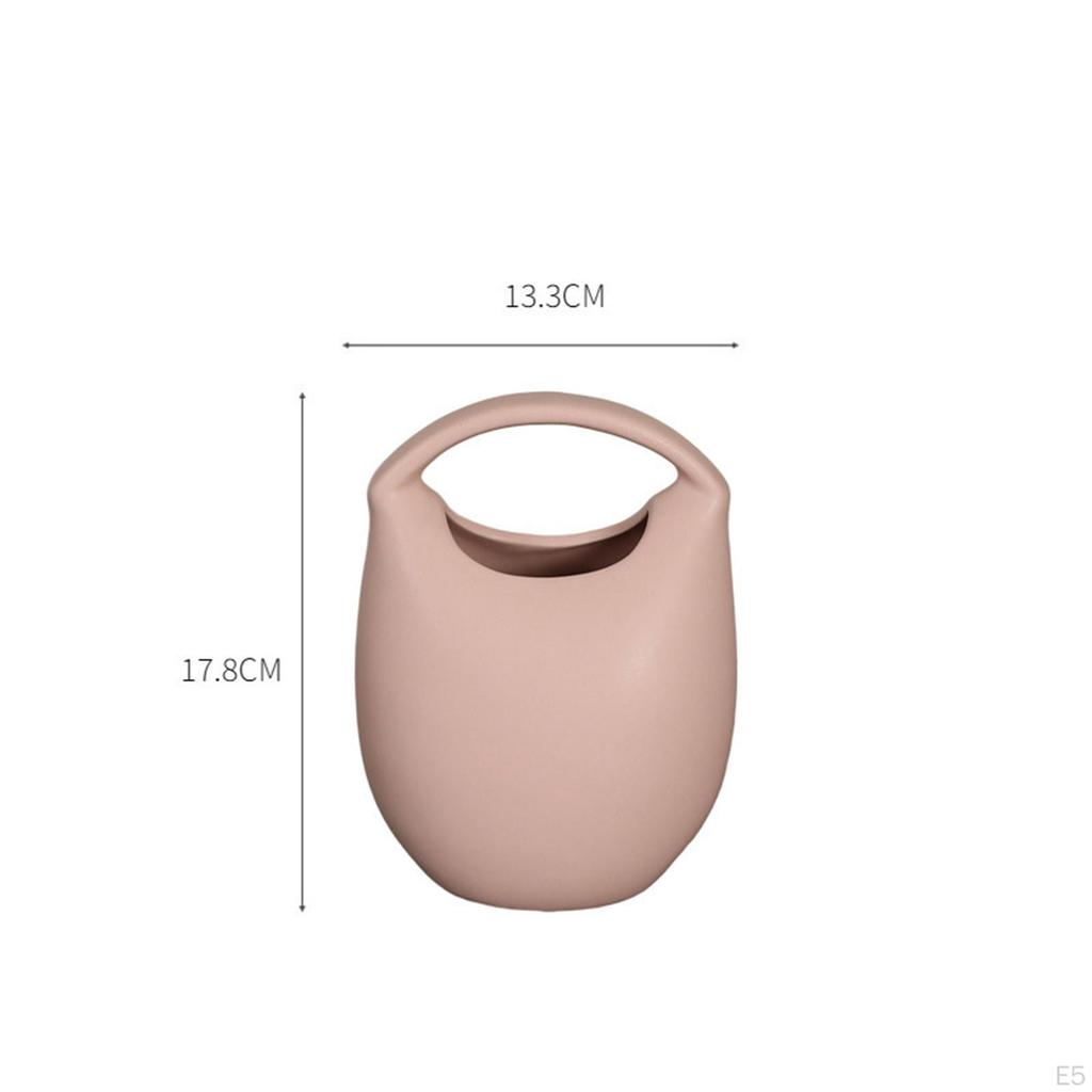 Bag Shaped Flower Vase Handbag Shape Ceramic Collection Floral Arrangement Home Decoration