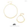 18K Gold-Plated Titanium Steel Necklace & Bracelet Set with Round Bead Spacer & Diamond Tassel
