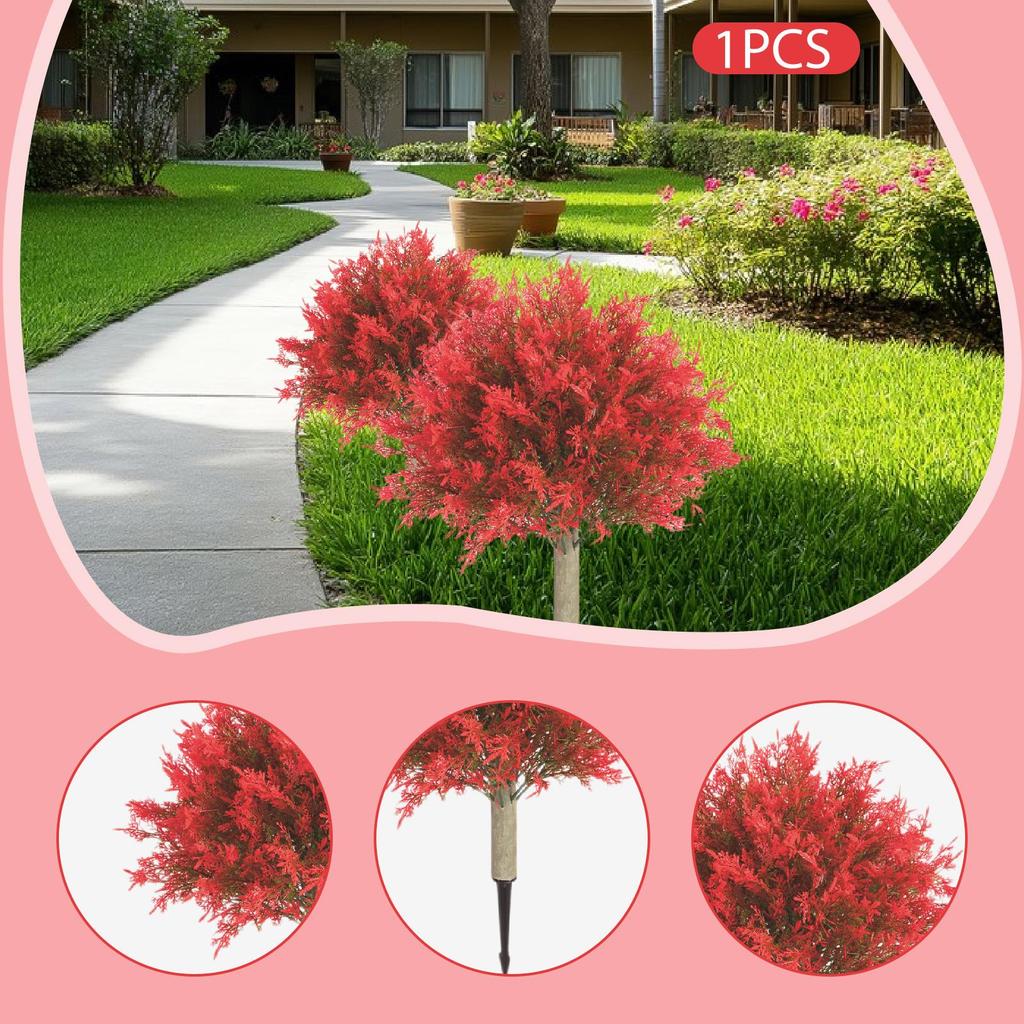 Artificial Topiary Ball Tree Fake Cypress Plants Outside Front Door Faux Shrub Bushes for Garden Porch Thanksgiving Fall Yard