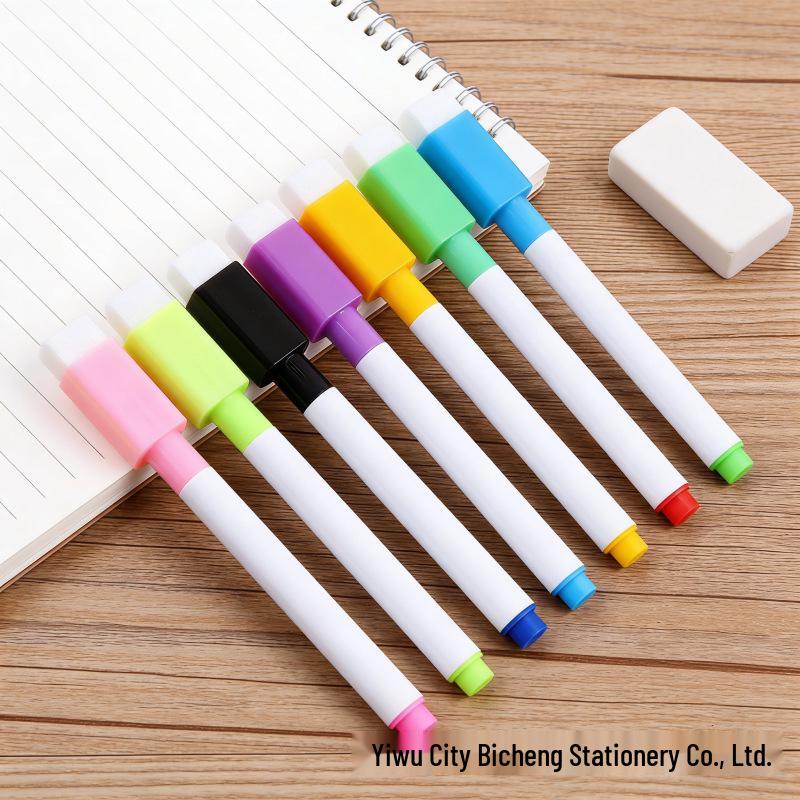 8-Color Magnetic Erasable Whiteboard Markers with Brush Head - Dust-Free for Kids, Office, or Teaching
