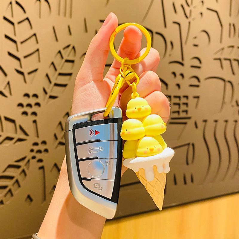 Unique Cream Ice Stack Keychain Adorable Silicone Cartoon Bag Accessory