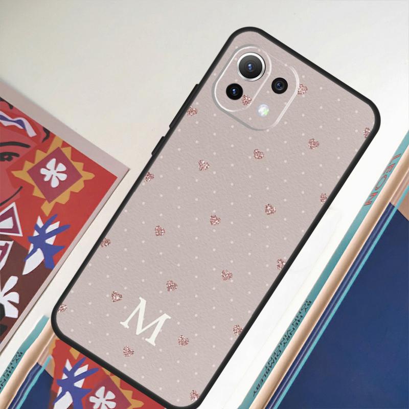 Custom Polka Heart Rose Gold Monogram Case For POCO F5 X3 X5 Pro F4 X4 GT F3 M5s M5 Cover For Xiaomi 13 Lite 12 11 11T 12T Pro