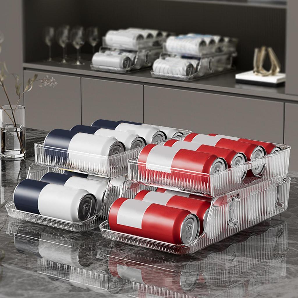 Refrigerator Organizer Bins 2-layer Automatic Rolling Beverage Soda Can Storage Box for Fridge Beverage Organizer for Beer Soda