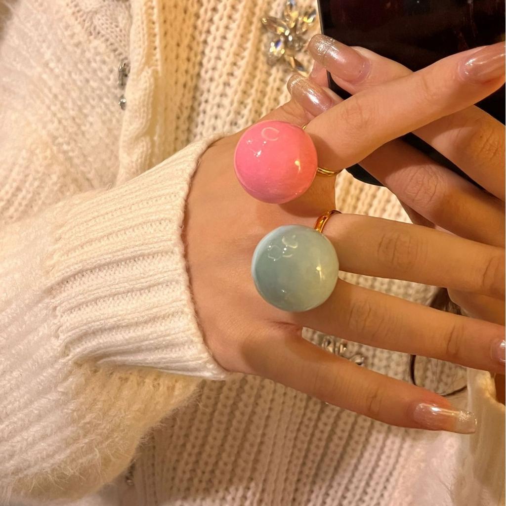 Vintage Emaille Tropfglasur Bunt Große Runde Kugel Klobig Offene Ringe für Damen Übertriebener Modischer Süßer Finger Schmuck Geschenke