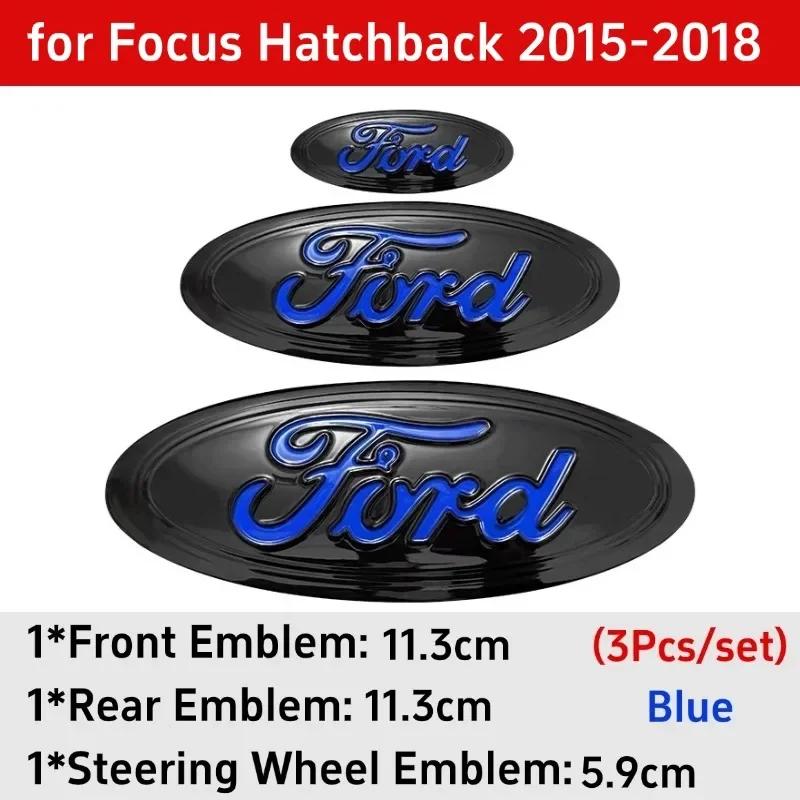 Car Sticker 3pcs Badge for Ford Taurus Equator Explorer Escape ST Kuga Mondeo Focus Edge Car Front Rear Logo Steering Wheel Cove