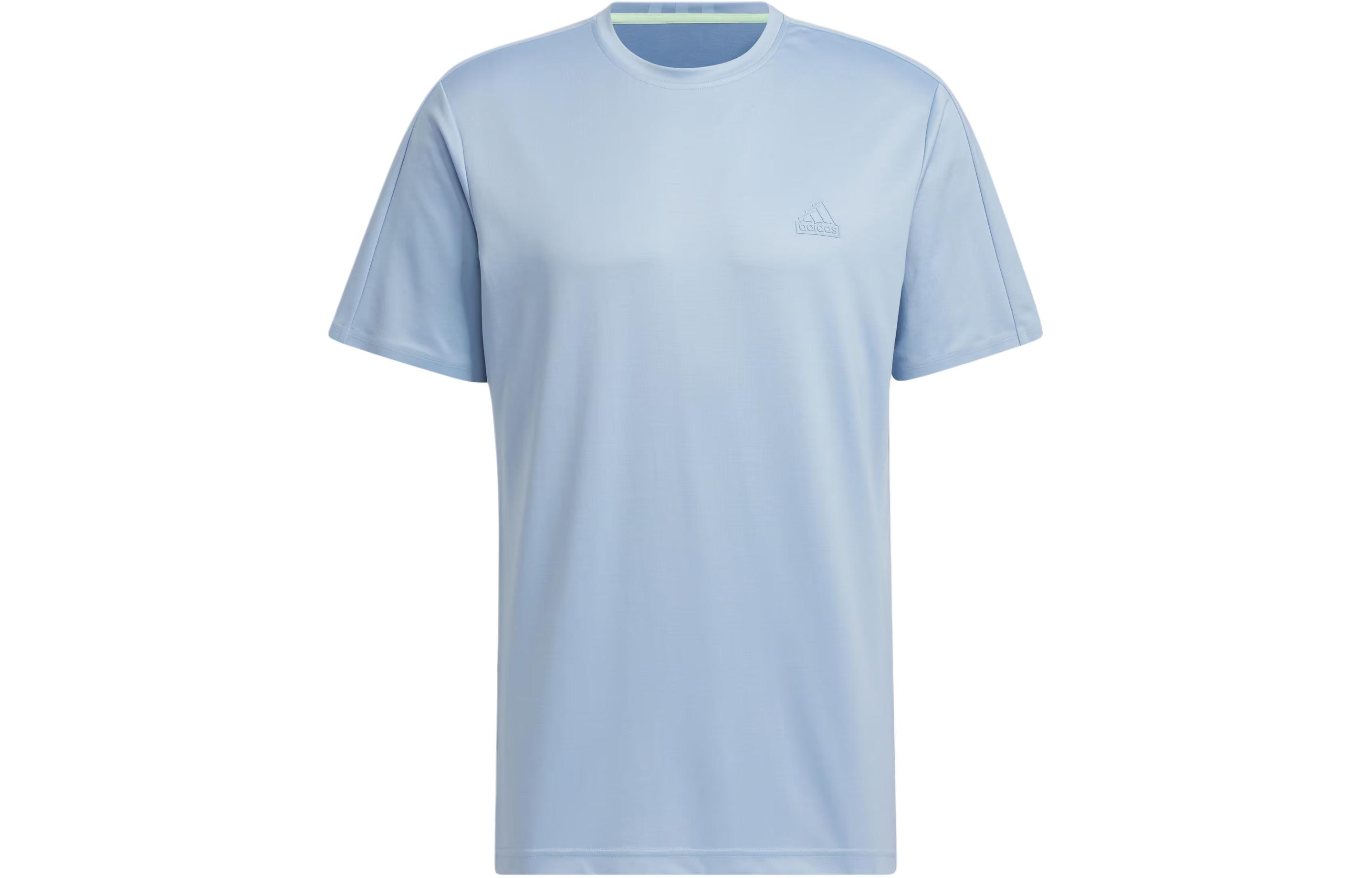 Adidas T Shirts Men s Sky Blue Crew Neck Moderate Straight Fit JD5224 M