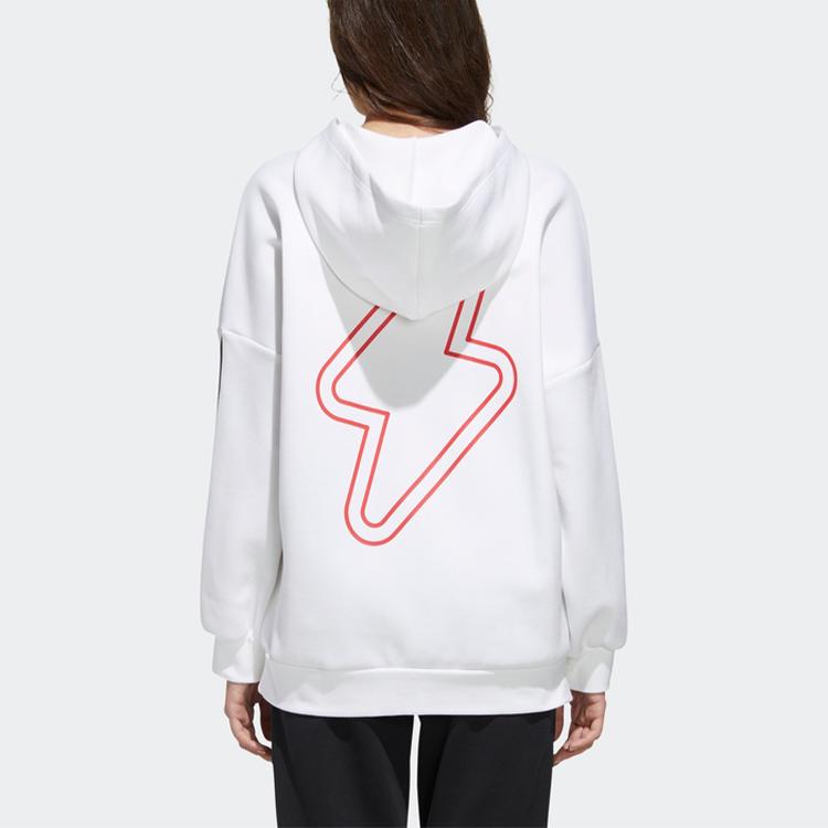 Adidas Neo Logo Printed Loose American Style Pullover Hoodie Women White FU1052