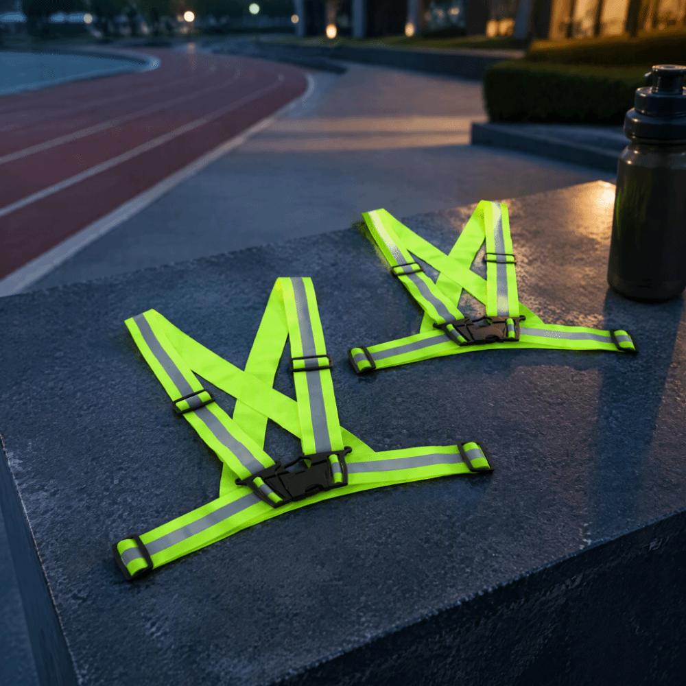 2pcs Green Color Reflective Safety Vest Unisex Design Warning Safety Vest Night Running