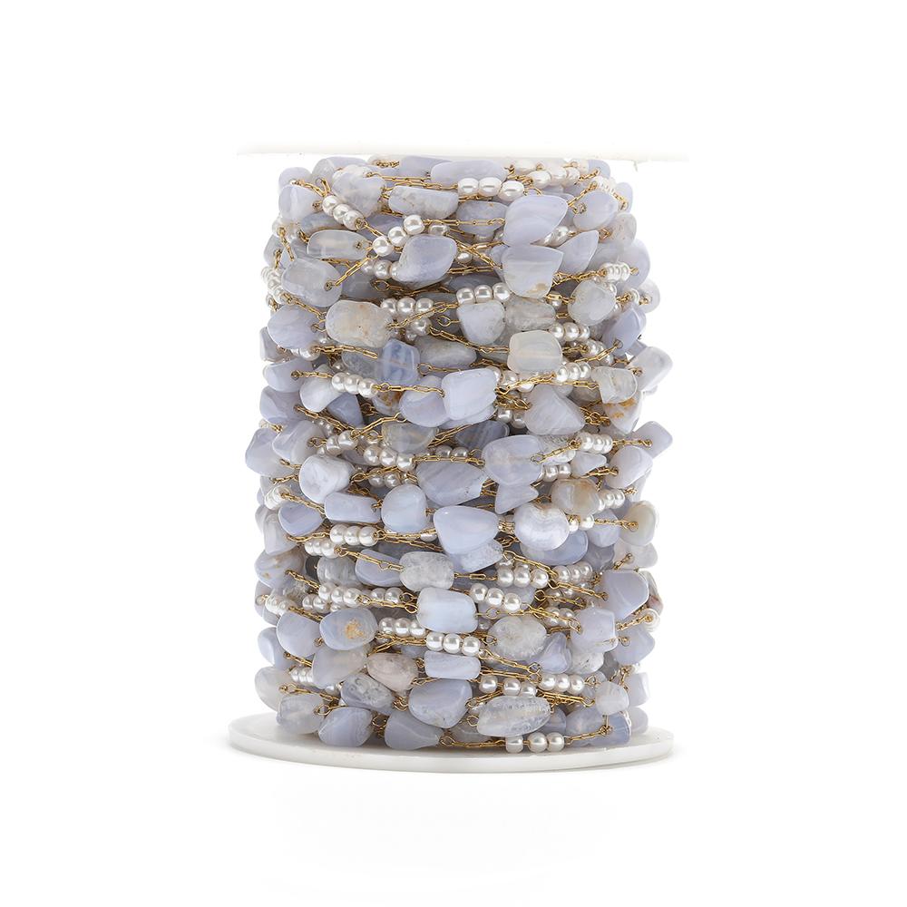 1 Meter Irregular Stone 3:1 Pealrs Handamade Stainless Steel Chains for DIY Necklace Making Jewelry Findings Bracelet Supplies