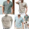 Sommer Herren Henley T-Shirt Tops Lässig Locker V-Ausschnitt Kurzarm Pullover Tee Atmungsaktiv Und Bequem Für Den Alltag