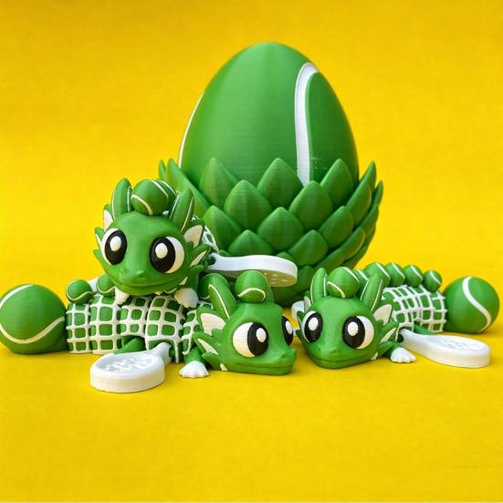 3D Printed Dragon Egg Ornament Toy with Dragon Figurine Inside, Sports Ball Inspired Fidget Toy, Stress Relief Dragon Statue for Kids Adults Home