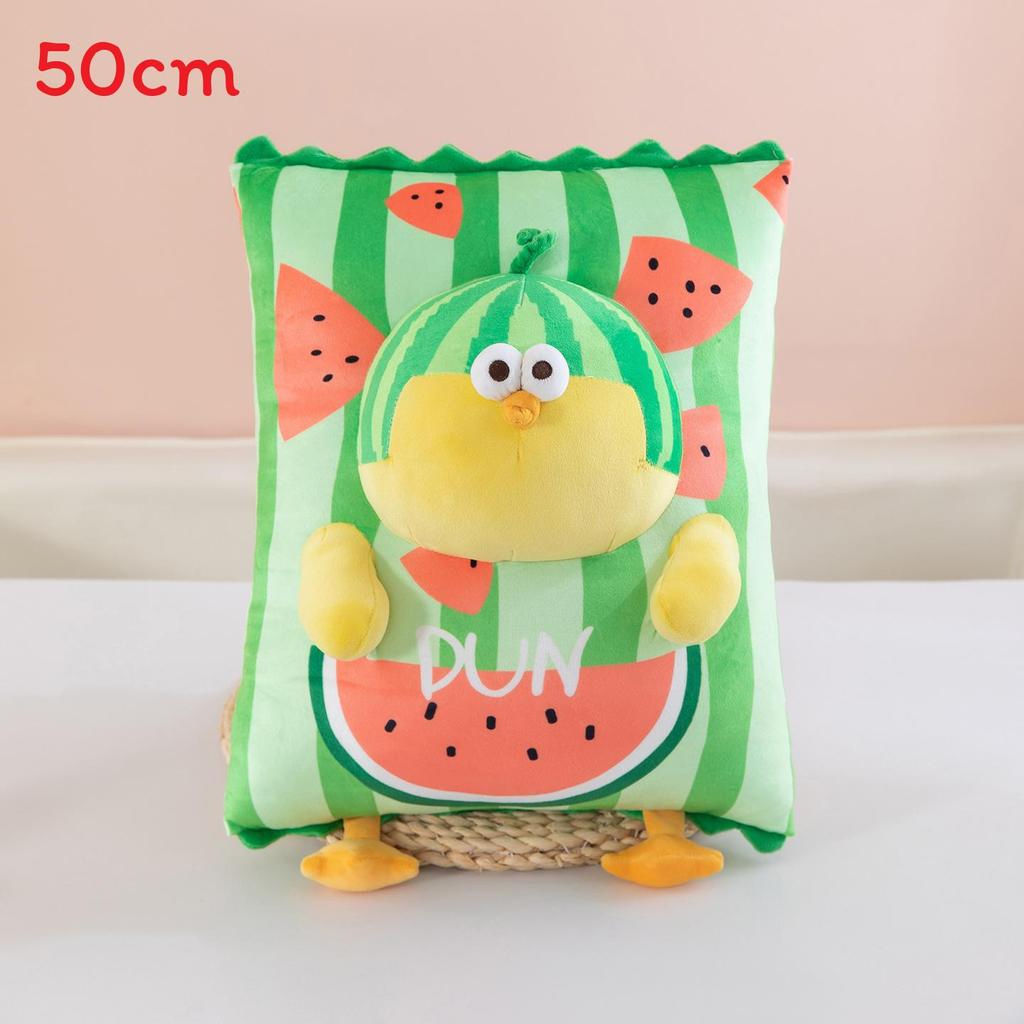 Wassermelone Dundan Hähnchen Cartoon Plüschkissen für Sofa Bett Auto Lendenstütze