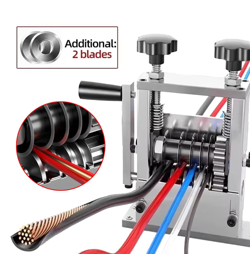 Double Drive Wire Stripper Machine Stripping Tool for 1-17mm Scrap Wire Copper Wire Stripper for Leftover Cable (2 Spare Blades)