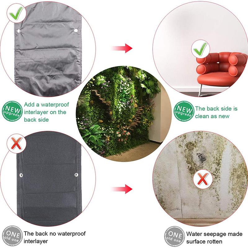 Vertical Hanging Garden Planter Flower Pot Pouch Layout Waterproof Wall Mount Hanging Flowerpot Bag Indoor Outdoor