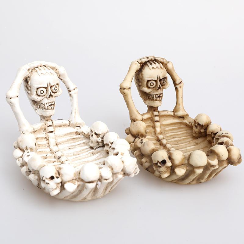 Halloween Skull Ashtray Carnival Bar Tabletop Skeleton Resin Craft Gift