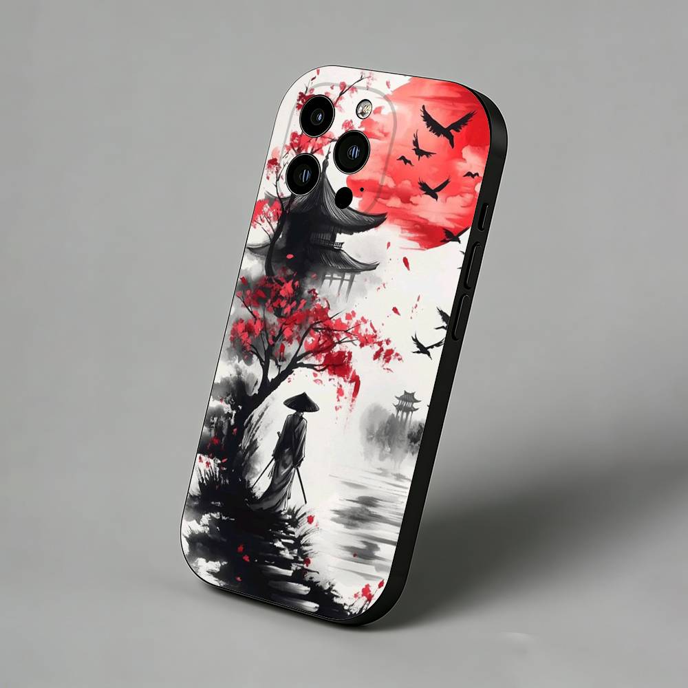 Ink Wash Landscape Phone Case for iPhone 17 Air 16 Pro Max 16e 15 Plus 14 13 Mini 12 11  Back Cover