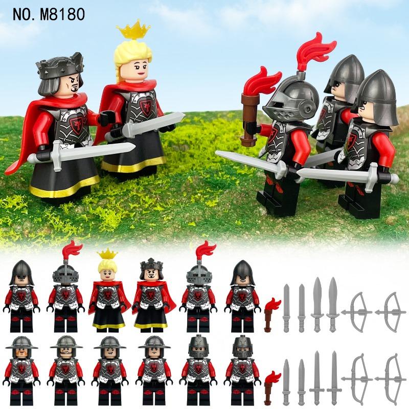 M8180  Building Block Series Red Dragon Knight Patrol Minifigures Children's Small Particlebuildingblocktoys
