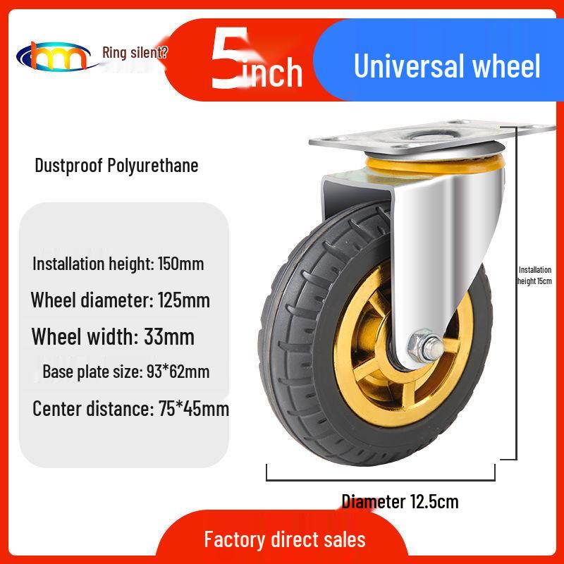 Schwerlast-Gummi-Lenkrollen mit Bremse - Doppelt gelagert, Größen 3/4/5 Zoll