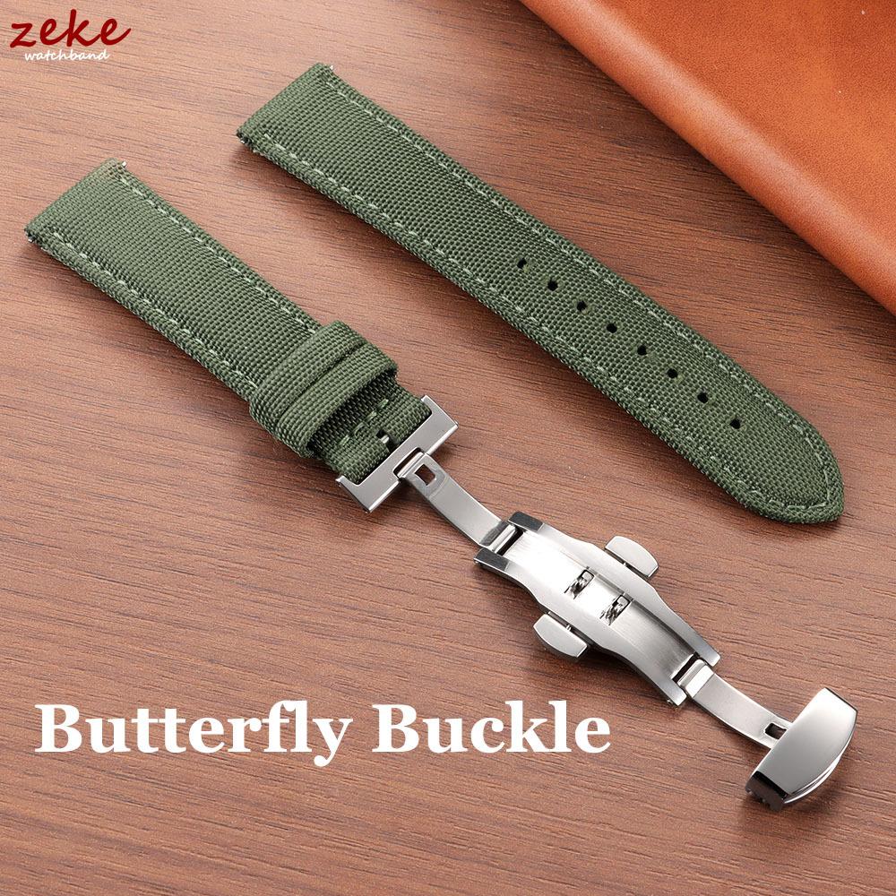 Curea de ceas premium din pânză de velă 20mm 22mm pentru Omega Business Nailon Cataramă fluture Curele Bărbați Femei Eliberare rapidă Accesorii curea