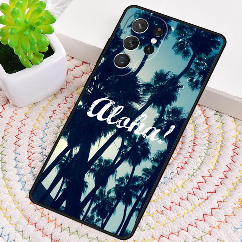 Aloha Hawaii Hawaiian Beach Palms Phone Case for Samsung Galaxy Note 10 Pro S26 Ultra S23 S24 FE S25 S21 S22 PLUS Cove