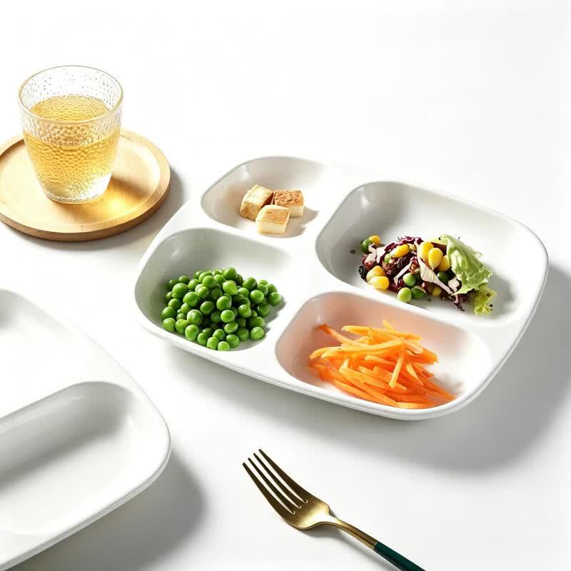 Shaoshan A5 Melamine 3-Compartment Round Dinner Plate