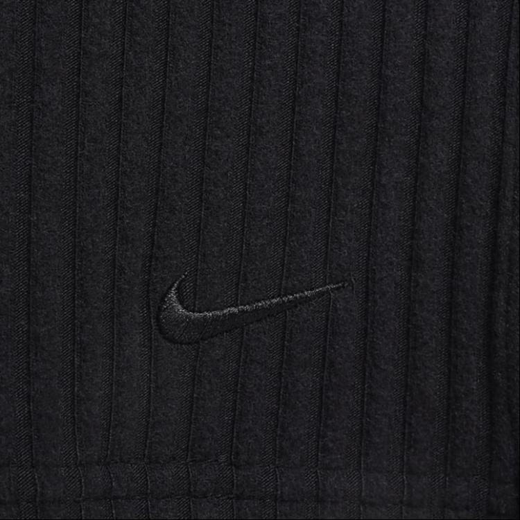 Nike Sportsklær Chill Knit Ensfarget Slim Fit Ribbestrikket Splittkant Casual Langt Skjørt Dameunderdeler Svart FQ1637-010